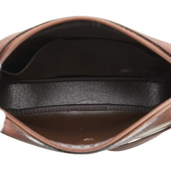 バーバリー チェック ロゴ ショルダーバッグ カーキ ブラウン キャンバス レザー レディース BURBERRY 【中古】