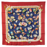 エルメス カレ90 COUVEE D HERMES エルメスの卵 スカーフ レッド マルチカラー シルク レディース HERMES 【中古】