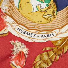 エルメス カレ90 COUVEE D HERMES エルメスの卵 スカーフ レッド マルチカラー シルク レディース HERMES 【中古】
