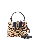 グッチ シェリーライン シルヴィ レオパード ミニ ハンドバッグ ショルダーバッグ 2WAY 470270 ベージュ ブラウン ハラコ レザー レディース GUCCI 【中古】