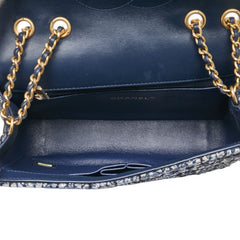 シャネル CCフィリグリー ココマーク パイソン型押し チェーン ショルダーバッグ ネイビー ツイード レザー レディース CHANEL 【中古】