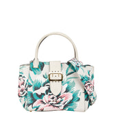 バーバリー チェック バックルトート 花 フラワー モチーフ ハンドバッグ ワンショルダーバッグ 2WAY ベージュ グリーン マルチカラー レザー レディース BURBERRY 【中古】