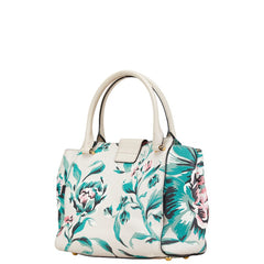 バーバリー チェック バックルトート 花 フラワー モチーフ ハンドバッグ ワンショルダーバッグ 2WAY ベージュ グリーン マルチカラー レザー レディース BURBERRY 【中古】