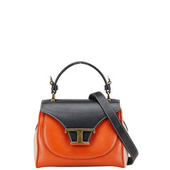 トッズ T タイムレス ハンドバッグ ショルダーバッグ 2WAY オレンジ ブラック ベージュ レザー レディース TOD’S 中古
