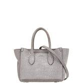 ポロ ラルフローレン クロコ ミニ スローン サッチェル ハンドバッグ ショルダーバッグ 2WAY グレー スウェード レザー レディース POLO RALPH LAUREN 【中古】