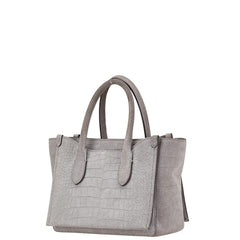 ポロ ラルフローレン クロコ ミニ スローン サッチェル ハンドバッグ ショルダーバッグ 2WAY グレー スウェード レザー レディース POLO RALPH LAUREN 【中古】