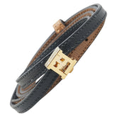 フェンディ FF金具 ブレスレット ブラウン ブラック レザー レディース FENDI 【中古】