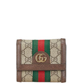グッチ GGスプリーム オフィディア 三つ折り財布 523174 ブラウン PVC レザー レディース GUCCI 中古