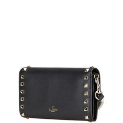 ヴァレンティノ ロックスタッズ 長財布 ブラック ゴールド レザー レディース VALENTINO 中古