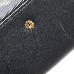 ヴァレンティノ ロックスタッズ 長財布 ブラック ゴールド レザー レディース VALENTINO 中古