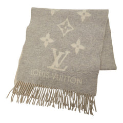 ルイ ヴィトン モノグラム エシャルプ レイキャビック マフラー M71126 グレー アイボリー カシミヤ レディース LOUIS VUITTON 中古