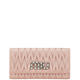 ミュウミュウ マテラッセ ビジュー 長財布 5MH109 ピンク レザー レディース MIUMIU 【中古】