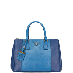 プラダ 三角ロゴプレート ハンドバッグ ブルー サフィアーノ レディース PRADA 【中古】
