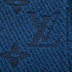 ルイ ヴィトン モノグラム エシャルプ ロゴ マニア マフラー M75504 ネイビー ウール シルク レディース LOUIS VUITTON 【中古】