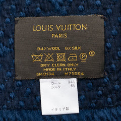 ルイ ヴィトン モノグラム エシャルプ ロゴ マニア マフラー M75504 ネイビー ウール シルク レディース LOUIS VUITTON 【中古】
