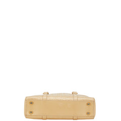 セリーヌ ロゴエンボス ハンドバッグ ベージュ レザー レディース CELINE 【中古】