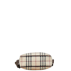 バーバリー ノバチェック 斜め掛け ショルダーバッグ ベージュ ブラウン キャンバス レザー レディース BURBERRY 【中古】