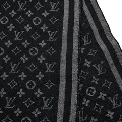 ルイ ヴィトン モノグラム マフラー 408836 ブラック シルバー ウール カシミヤ レディース LOUIS VUITTON 【中古】