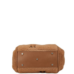 マックスマーラ マリン テディベア ショッピングバッグ ハンドバッグ ショルダーバッグ 2WAY ブラウン ファー レザー レディース MAX MARA 【中古】