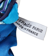 エルメス クラウディア シュシュ ヘアアクセサリー ブルー マルチカラー シルク レディース HERMES 【中古】