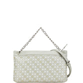 ワコー 編み込み チェーン ハンドバッグ ショルダーバッグ 2WAY グレー ベージュ レザー エナメル レディース WAKO 【中古】