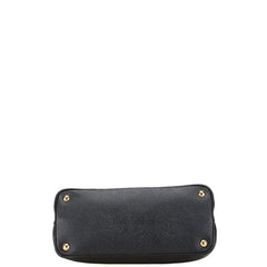 プラダ ドゥーブレ 三角ロゴプレート ハンドバッグ ショルダーバッグ 2WAY 1BG887 ブラック ネイビー レザー クロコダイル レディース PRADA 【中古】