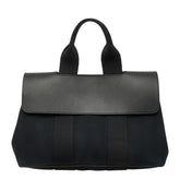 エルメス ヴァルパライソPM ハンドバッグ ブラック シルバー金具 レザー トワルシェブロン レディース HERMES 中古