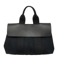 エルメス ヴァルパライソPM ハンドバッグ ブラック シルバー金具 レザー トワルシェブロン レディース HERMES 中古