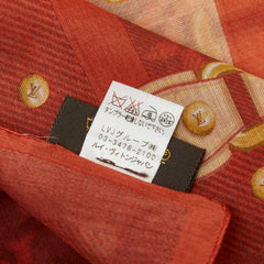 ルイ ヴィトン スカーフ ハンカチ レッド系 コットン レディース LOUIS VUITTON 中古