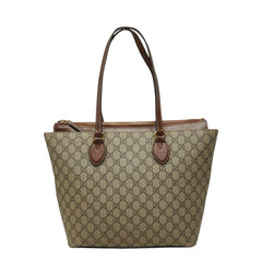グッチ GGスプリーム トートバッグ ショルダーバッグ 415721 ベージュ ブラウン PVC レザー レディース GUCCI 中古