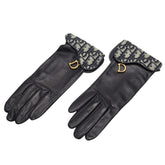 ディオール オブリーク トロッター グローブ ブラック マルチカラー レザー キャンバス レディース Dior 【中古】