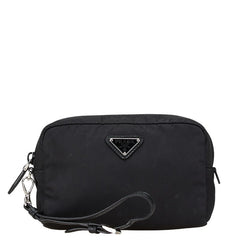 プラダ ヴェラ Re-Nylon トライアングルロゴ ポーチ 小物入れ ブラック ナイロン レディース PRADA 中古
