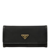 プラダ テスート 三角ロゴプレート 長財布 1MH132 ブラック ナイロン レザー レディース PRADA 中古