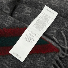 グッチ シェリーライン GGロゴ ジャカード マフラー 570603 グレー ウール レディース GUCCI 中古