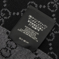 グッチ シェリーライン GGロゴ ジャカード マフラー ブラック グレー ウール レディース GUCCI 中古