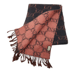 グッチ GGロゴジャカード マフラー ピンク ネイビー アルパカ ウール レディース GUCCI 中古