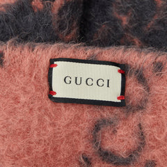 グッチ GGロゴジャカード マフラー ピンク ネイビー アルパカ ウール レディース GUCCI 中古