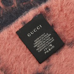 グッチ GGロゴジャカード マフラー ピンク ネイビー アルパカ ウール レディース GUCCI 中古