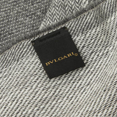 ブルガリ ロゴ ジャカード マフラー グレー カシミヤ シルク レディース BVLGARI 中古