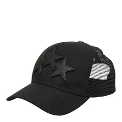 AMIRI 3 Star トラッカーキャップ スナップバック メッシュキャップ ブラック コットン レザー ポリエステル メンズ 中古