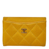 シャネル クラシック カードケース AP0213 イエロー ゴールド キャビアスキン レディース CHANEL 中古