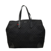グッチ GGキャンバス シェリーライン トートバッグ ショルダーバッグ 308931 ブラック キャンバス レザー レディース GUCCI 中古