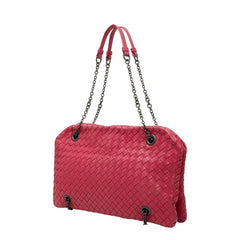 ボッテガヴェネタ イントレチャート チェーン ショルダーバッグ ピンク レザー レディース BOTTEGAVENETA 中古