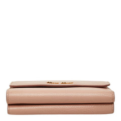ミュウミュウ マドラス 二つ折り財布 5ML014 ピンク ゴートレザー レディース MIUMIU 中古