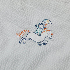 エルメス カレ ガブリオル ブランケット ベビータオル ヴェールアクア ライトブルー コットン レディース HERMES 【中古】