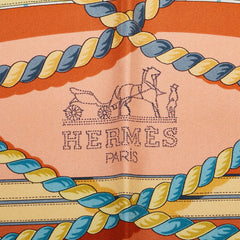 エルメス カレ90 GRANDE TENUE 馬の礼装 スカーフ オレンジ イエロー マルチカラー シルク レディース HERMES 【中古】