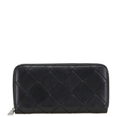 ボッテガヴェネタ マキシイントレチャート 長財布 ラウンドファスナー ブラック レザー レディース BOTTEGAVENETA 中古