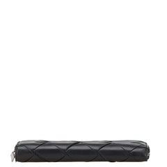 ボッテガヴェネタ マキシイントレチャート 長財布 ラウンドファスナー ブラック レザー レディース BOTTEGAVENETA 中古