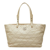 シャネル ココマーク オンザロード トートバッグ ショルダーバッグ A48019 アイボリー シルバー レザー レディース CHANEL 中古