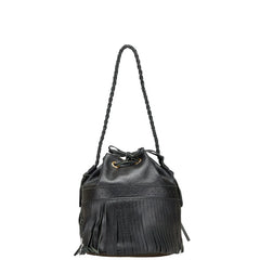 ジェイアンドエムデヴィッドソン カーニバルL フリンジ ショルダーバッグ ブラック レザー レディース J&M Davidson 【中古】